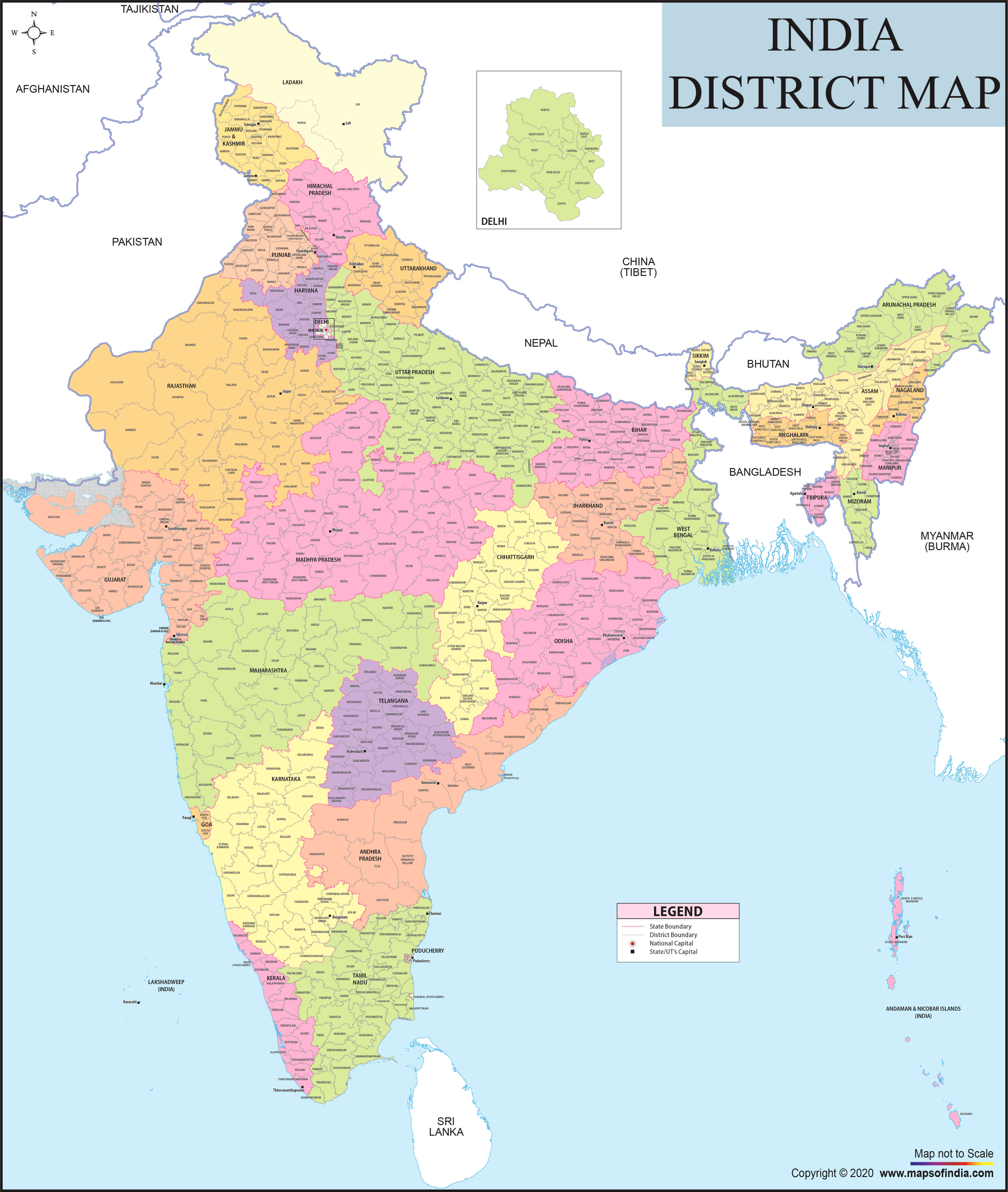 India District Map with Locations